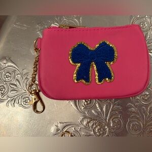 Blue bow keychain wallet